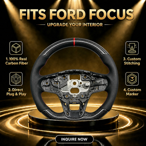 Volant en fibre de carbone avec marqueur rouge pour <span class=keywords><strong>Ford</strong></span> <span class=keywords><strong>Focus</strong></span> MK4 ST <span class=keywords><strong>RS</strong></span> 2019-2024, <span class=keywords><strong>prix</strong></span> de gros, directement de l'usine - Product Image 1