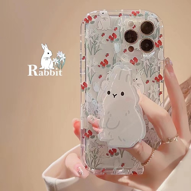Lovely Cute Rabbit Holder Phone Case for iPhone 16 15 14 Pro Max Free Shipping High Quality Drop Shipping Products