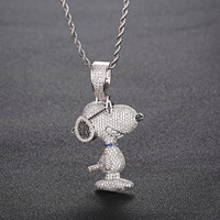 Iced Out Snoopy Anhänger-Halskette, VVS Moissanit/CZ Hip-Hop-Schmuck, 18K Vergoldeter KUPFER Rapper-Anhänger für Männer & Frauen