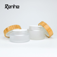 Tarro de Vidrio con Tapa de Bambú, Hermético, Elegante, Natural, para Baño, Dormitorio, Tocador, Tarro Cosmético