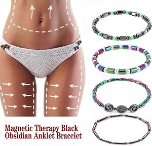 <span class=keywords><strong>Tobillera</strong></span> ajustable de drenaje <span class=keywords><strong>adelgazante</strong></span> SC para hombres y mujeres, pulsera de tobillo de terapia magnética, hematita, Anti-hinchazón, negra, obsidiana - Product Image 2