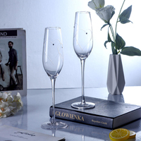 Flûte à champagne transparente avec motif cœur, verre à vin mousseux à long pied, coffret cadeau pour mariage et anniversaire