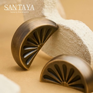 Santaya <strong>Antique</strong> Brushed Brass Handles Orange-shaped for Kitchen Cabinets Bedroom Wardrobe <strong>Drawer</strong> <strong>Knobs</strong> and Furniture Handle - Product Image 5