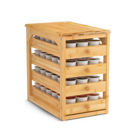 Organisateur de tiroir à café grande capacité 72 dosettes, support en bambou à 4 niveaux pour dosettes Nespresso K-Cup, comptoir de cuisine, bar à café