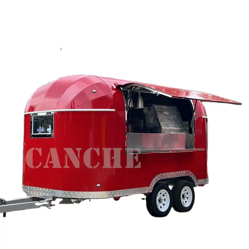 Barra de remolque móvil con nevera y máquina de conos de helado camión de bebidas a la venta carrito de bebidas personalizado con VIN