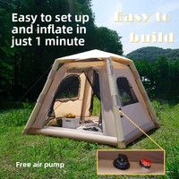 Tente de camping gonflable pour 3 à 5 personnes | Tente à air étanche à l'installation automatique | Abri extérieur portable pour la randonnée en famille