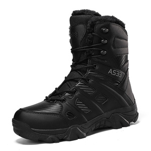 Bottes de neige pour hommes, mi-mollet, doublées de fourrure, semelle en caoutchouc antidérapante, bottes de randonnée d'hiver - Product Image 4