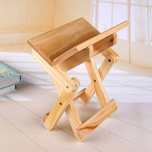 Tabouret pliant en bois massif, rectangulaire, portable, pour le camping en plein air, la pêche - Product Image 3