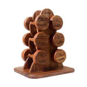 高級木製多層ダンベルラック、カスタムロゴ入り、持ち運び可能、安全な耐荷重性、ホームジム＆装飾アートに最適 - Product Image 1