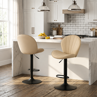 Tabourets de bar confortables et réglables en cuir PU avec base en fer noir pour îlot de cuisine et comptoirs de salle à manger