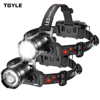 Lampe frontale LED rechargeable en aluminium à haute luminosité, réglable à 90 degrés, 4 modes, super lumineuse, pour casque de chantier
