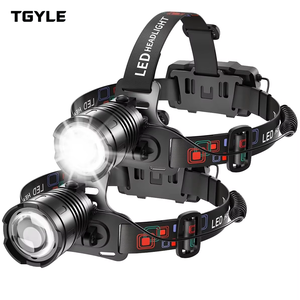 Lampe frontale LED rechargeable en aluminium à haute luminosité, réglable à 90 degrés, 4 modes, super lumineuse, pour casque de chantier - Product Image 1