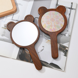 <b>Cute</b> Retro New Chinese Style Song Dynasty Mirror Handheld <b>Cute</b> <b>Bear</b> Wooden Makeup Mirror - Product Image 4