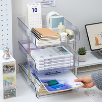 Organizador de Escritorio Multifuncional Transparente de Plástico, Organizador de Papel A4, Porta Archivos para el Hogar, Oficina, Escritorio, Escuela