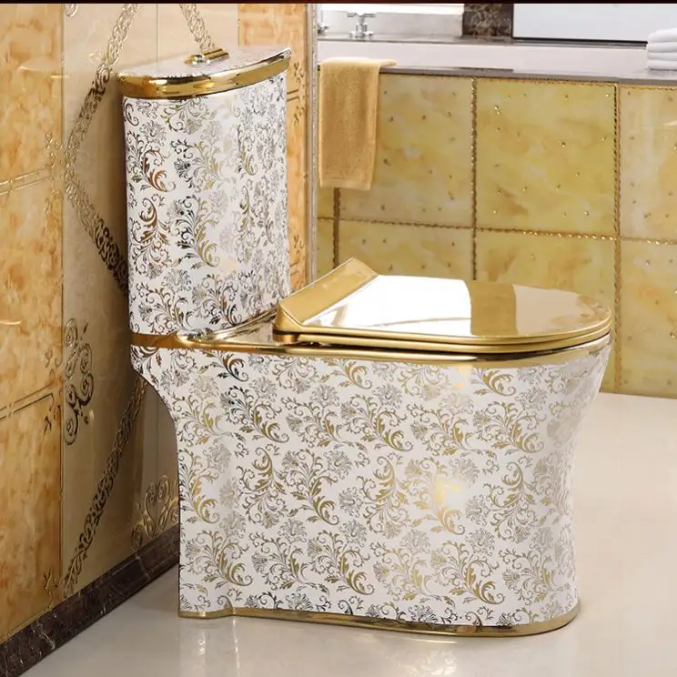 Hotel Bar KTV New Design Gold Modern Washdown One Piece Square Ceramic Bathroom Toilets