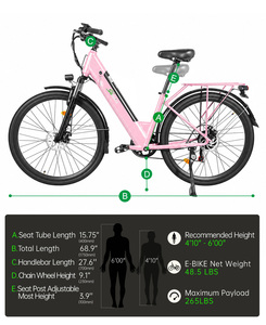 Vélo électrique de ville pour femmes EN15194 250W 36V 10.5Ah 700C, vélo électrique à cadre bas, 7 vitesses, frein à disque, selle large, garde-boue - Product Image 6
