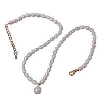 Collier de perles de mode blanc simple couleur véritable collier de perles d'eau douce naturelles personnalité Ins 5mm collier de perles de riz