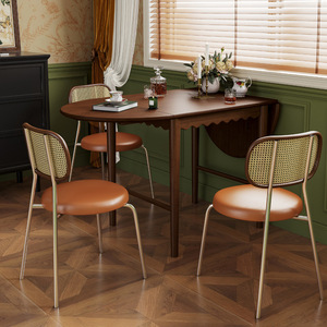 Mesa de Comedor Ovalada Plegable de Madera con Acabado en Nogal, Mecanismo de Empuje y Tracción, para Sala de Estar - Product Image 1