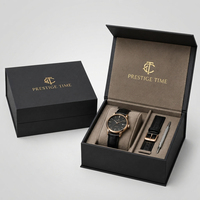 Boîte cadeau rigide de luxe personnalisée pour montre, avec couvercle à charnière et insert en velours pour l'emballage de montres et d'accessoires masculins