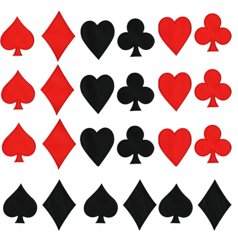Hot Selling High Quality Embroidered Spade Poker Cloth Patch PU Fabric Accessory for Clothing Bags and Garments