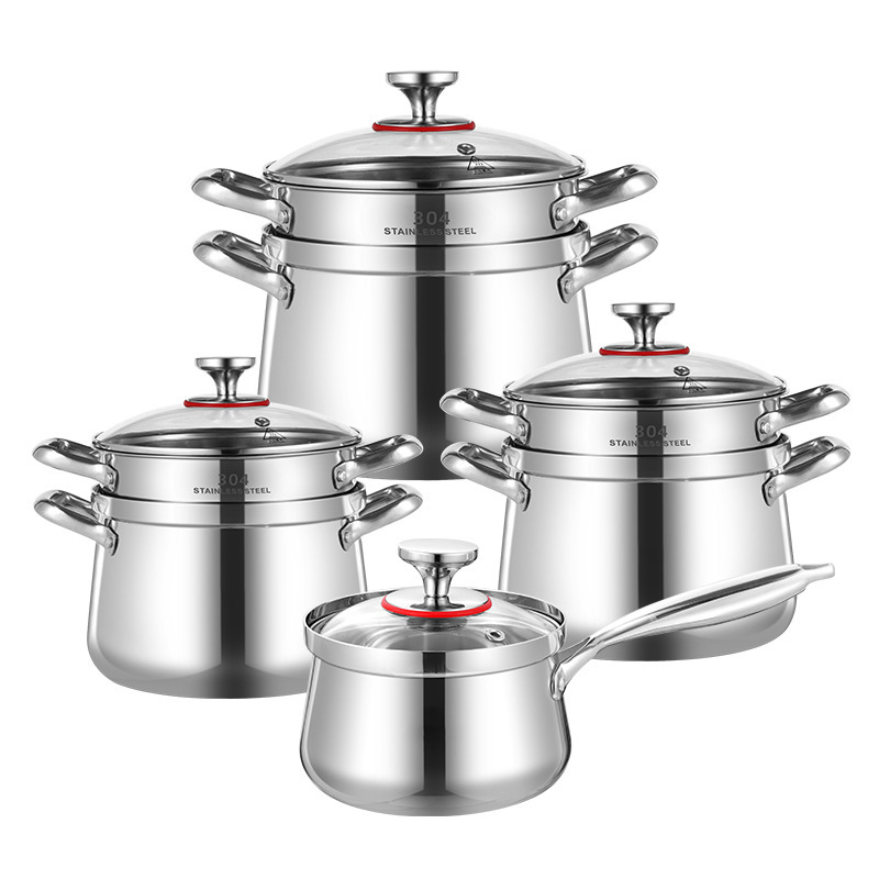 304 Thickened Stainless Steel Single-Handle Multifunctional Glass Cover Dishwasher Safe Sustainable Modern Gas Soup Pot