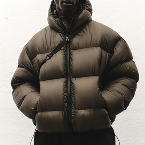 Herens winterjas van hoogwaardige kwaliteit, op maat gemaakt door de fabrikant, vintage donsjas met logo, winddichte pufferjas voor buiten. - Product Image 1