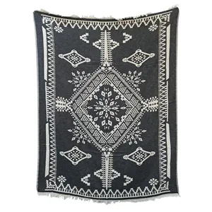 Tribal Design Cotton Blanket Bed cover sofa cover extra large made in turkey High Quality denizli factory istanbul manufacturer