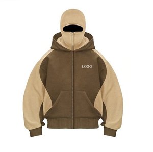 Giacca da <span class=keywords><strong>uomo</strong></span> con zip e maschera integrale, personalizzabile con ricamo grafico, in felpa pesante, stile balaclava ninja, con cappuccio, per <span class=keywords><strong>uomo</strong></span>, all'ingrosso - Product Image 3