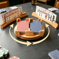 Ensemble de porte-cartes en bois personnalisé avec 360 °   Plateau rotatif avec porte-cartes incurvés Canasta Bridge pour jeux de cartes en famille, seniors et enfants