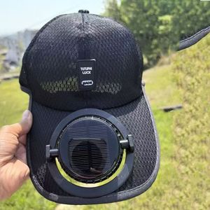 Gorra de béisbol Tutupai Luck con ventilador solar, malla negra transpirable, protección solar, gorra de camionero para adultos, para pesca al aire libre - Product Image 1