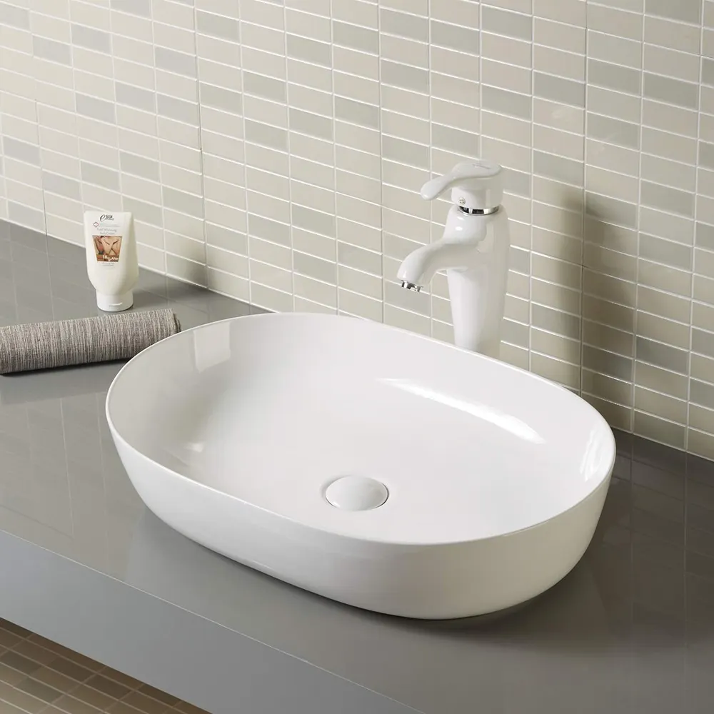 Neuankömmling Weiß AAA glasiert Große ovale Form Kunst becken Toilette Waschbecken