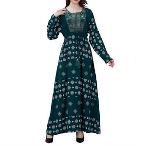Abaya <span class=keywords><strong>Maxi</strong></span> de Rayón Personalizada para Mujer Árabe de Dubái, Oriente Medio, Ropa Casual para el Hogar, Vestido Musulmán de Verano, de Fábrica en Guangdong - Product Image 1