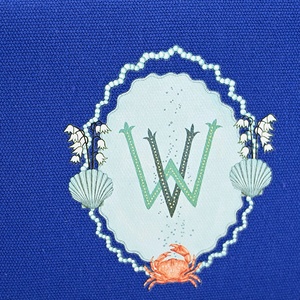 Pochette de maquillage portable grande capacité en toile personnalisée, motif rayures <span class=keywords><strong>bleu</strong></span> roi, imprimé coquillages et crabes, sac de voyage pour femme - Product Image 3