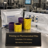 Ruban TTO compatible avec Demac Etc Wax, 90 mm x 1100 m, ruban Videojet antistatique ESD pour l'impression de codes QR de traçabilité sur emballages en sacs.