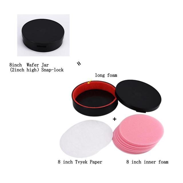 8 Inch Round Wafer Carrier with Snap Lock | 2.0 Inch Height | Black Conductive or Transparent PP