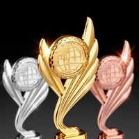 Trophée Terre en métal créatif personnalisé couronne or argent médaille avec cristal trophée de cristal personnalisable