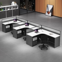 Bureau de direction en forme de L de Style luxe 4 sièges poste de travail du personnel Table d'ordinateur bureaux de poste de travail établi des employés