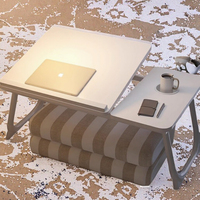 Table de lit portable et plateau de petit-déjeuner réglable avec 5 angles d'inclinaison, support pliable en métal pour ordinateur portable et bureau portable pour utilisation en extérieur