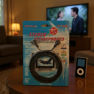 Audífonos estéreo Soyle con cable de 5 m para TV y reproductor MP3, hechos en China - Product Image 3
