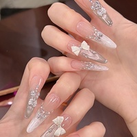[Shiroi Koibito] Ongles à presser faits main style mariage français, sculpture tridimensionnelle, scintillants et éclatants
