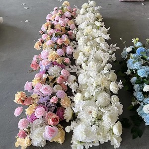 Runner <span class=keywords><strong>da</strong></span> <span class=keywords><strong>Tavolo</strong></span> con Rose Bianche Artificiali FL-070, Decorazione a Cascata in Seta per Matrimoni ed Eventi - Product Image 4
