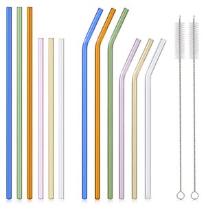 Pailles en verre borosilicate réutilisables écologiques, transparentes, colorées, droites et courbées, pour canettes en verre - Product Image 1