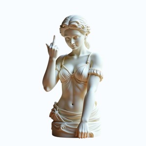 Figura Antigua de Diosa, Busto de Resina Hecho a Mano con Gesto de Dedo Medio, Arte Moderno Minimalista con Patrón de Dibujos Animados, Coleccionable, Decoración para el Hogar - Product Image 2