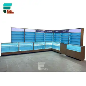 Led Table Display Glass Display Cabinet Led Lights Dispensary Display Cases Modern Smoke Shop