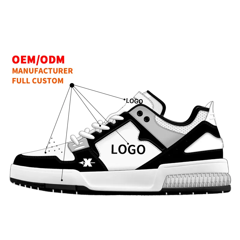 Zapatillas de deporte personalizadas para hombre OEM ODM Logo Baloncesto Estilo Deporte Casual para hombre Calzado en blanco personalizado