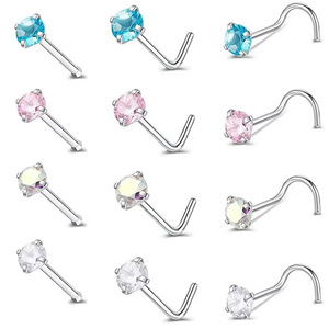 Elegante Anillo <span class=keywords><strong>de</strong></span> Nariz <span class=keywords><strong>de</strong></span> Acero Inoxidable con Zirconia para Mujer, Joyería Corporal para Uso Diario, Piercing <span class=keywords><strong>de</strong></span> Nariz, Zirconia/Cúbica - Product Image 3