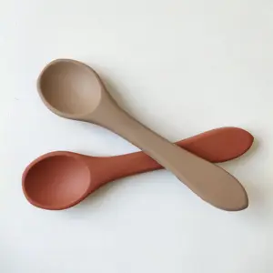 Baby Silicone Folk Set Case Silicone Bendable Spoon Baby Fruit Spoon Baby Weaning Silicone Ball Spoon