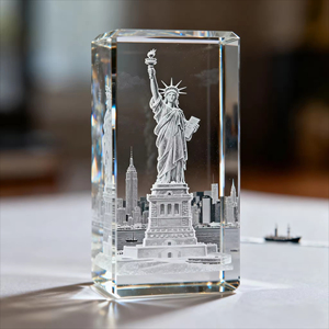 Hbl Tùy Chỉnh Nổi Tiếng Bức Tượng Tự Do New York Thành Phố 3D Laser Khắc Thủy Tinh Pha Lê <span class=keywords><strong>Cube</strong></span> Cho Quà Tặng Lưu Niệm - Product Image 2