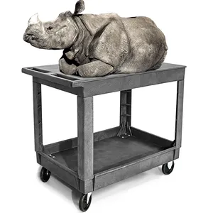 Office School Mail Room Use Resist Dents Corrosion Utility <strong>Carts</strong> Deep Lipped Flush Plastic Shelves <strong>Cart</strong> - Product Image 1