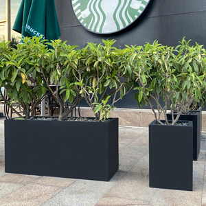 Jardinières extérieures en fibre de verre, bacs à fleurs sur pied en acier inoxydable personnalisés, jardinières modernes pour centres commerciaux, rues commerciales et places publiques - Product Image 5